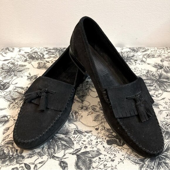 BRUNO MAGLI Sz 9 Suede Slip On with Tassels Loafers Made in Italy - Picture 1 of 12